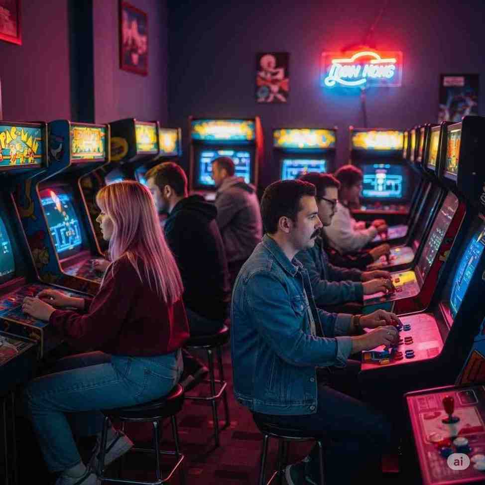 Retro arcade scene